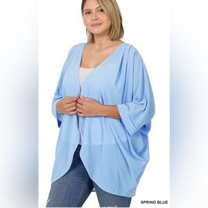 New! Plus Size Light Blue Kimono Cardigan Size 1X 2X 3X